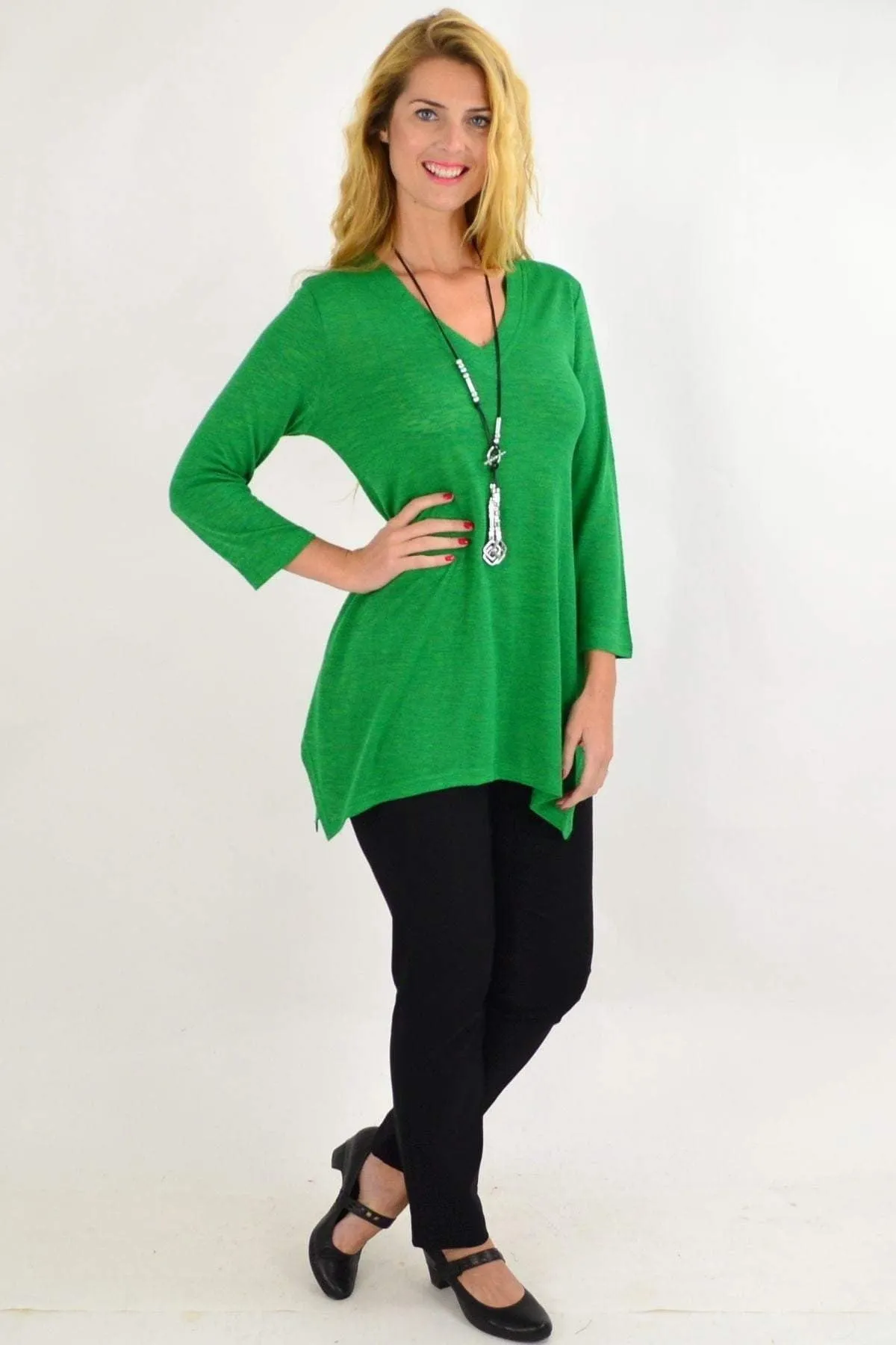 Green Vee Tunic Top