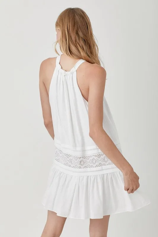 Hannah Halter Neck Trim Lace with Folded Detail Dress