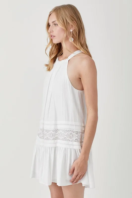 Hannah Halter Neck Trim Lace with Folded Detail Dress