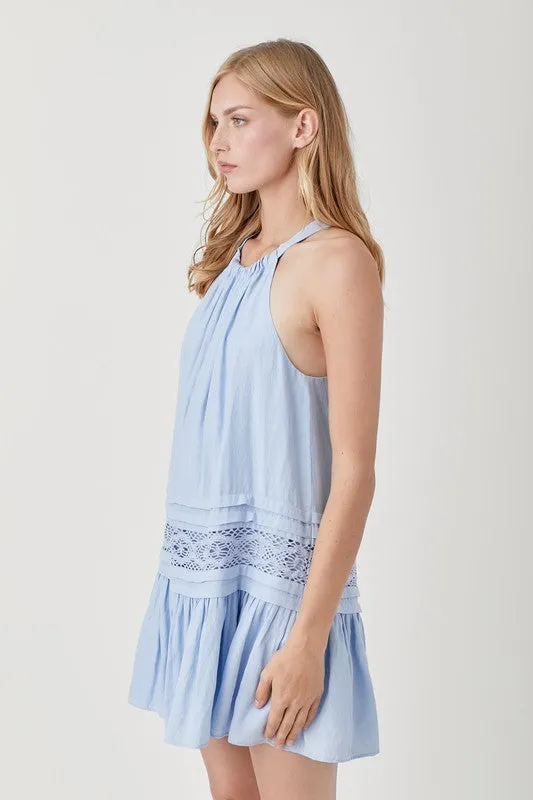 Hannah Halter Neck Trim Lace with Folded Detail Dress