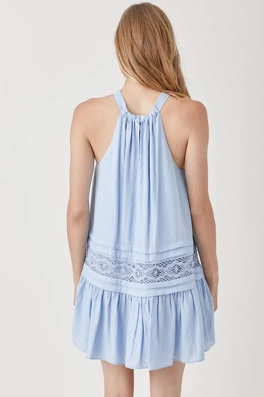 Hannah Halter Neck Trim Lace with Folded Detail Dress