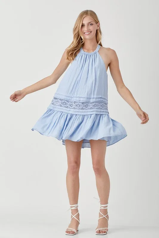 Hannah Halter Neck Trim Lace with Folded Detail Dress