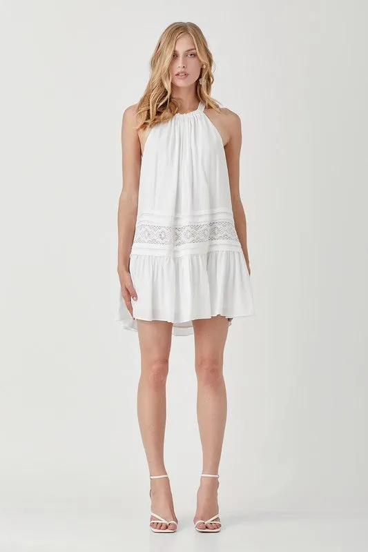 Hannah Halter Neck Trim Lace with Folded Detail Dress