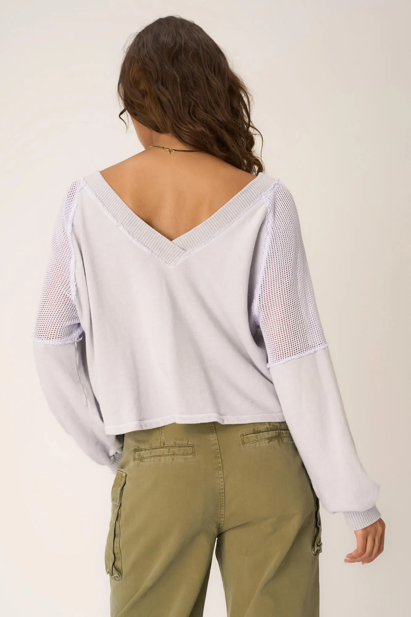Harley Seamed V-Neck Pullover - Ice Blue