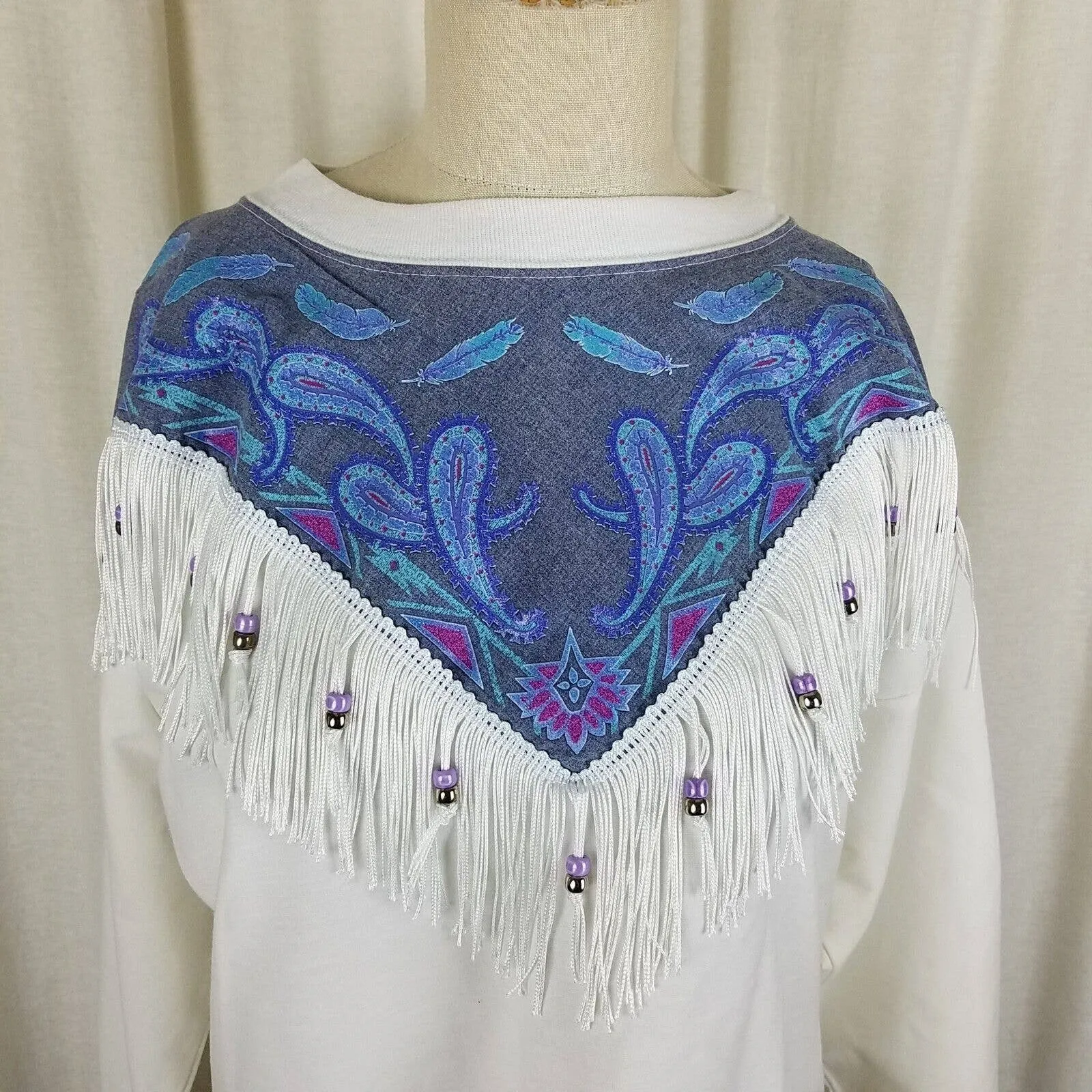 Hazelwood Southwestern Fashion Fringe Pullover Western Top Tunic Shirt Womens S