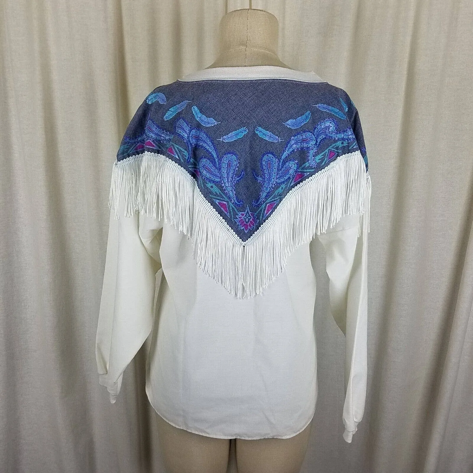 Hazelwood Southwestern Fashion Fringe Pullover Western Top Tunic Shirt Womens S