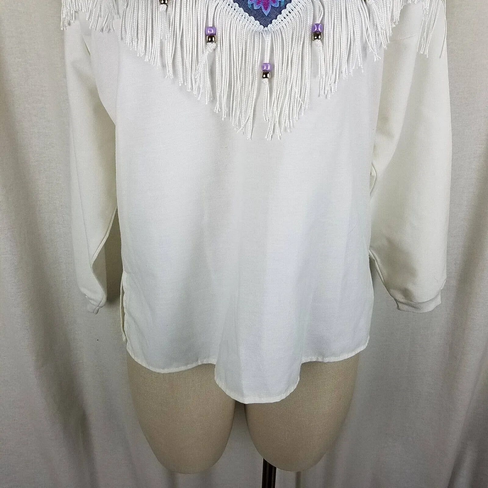 Hazelwood Southwestern Fashion Fringe Pullover Western Top Tunic Shirt Womens S