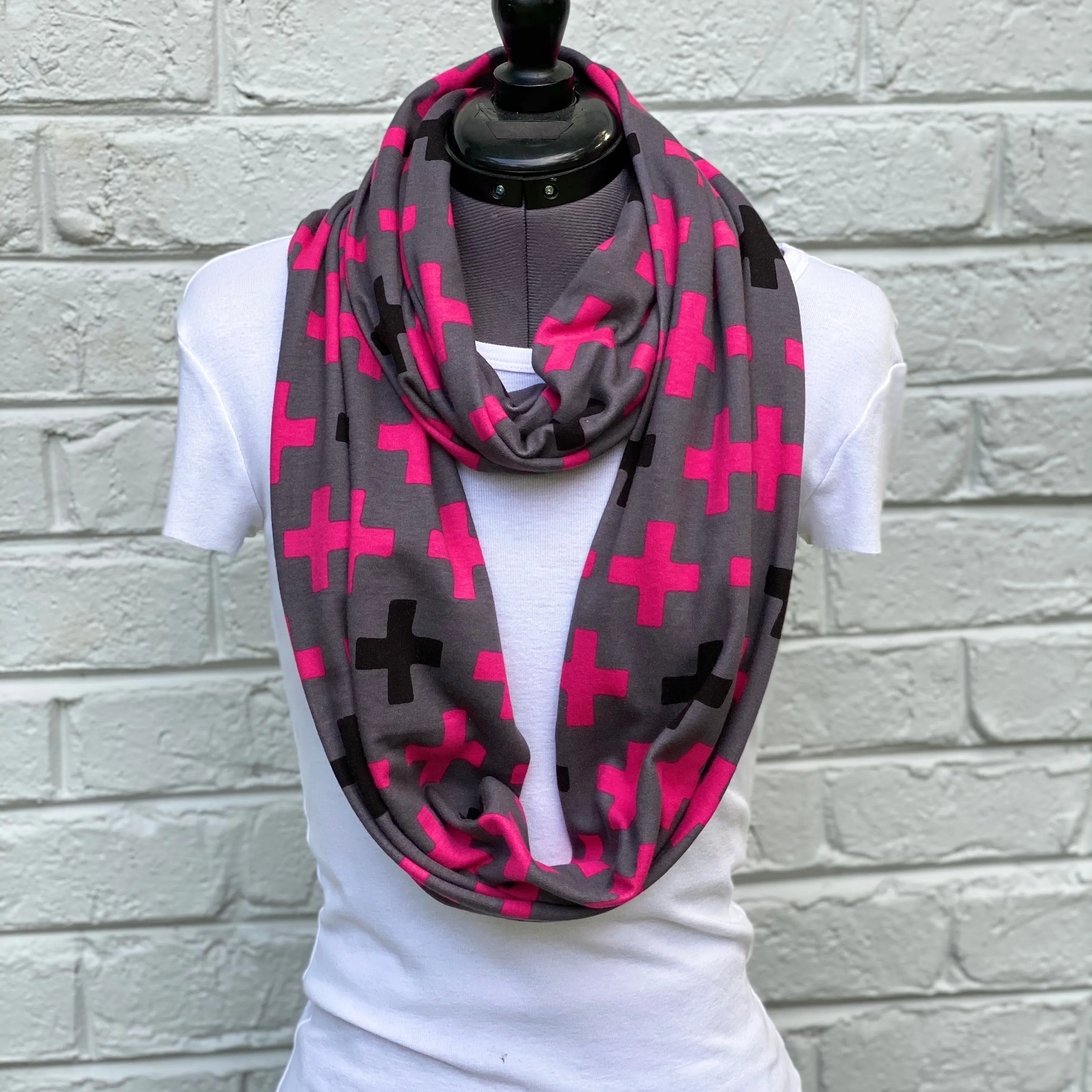 Infinity Scarf Gray Cross