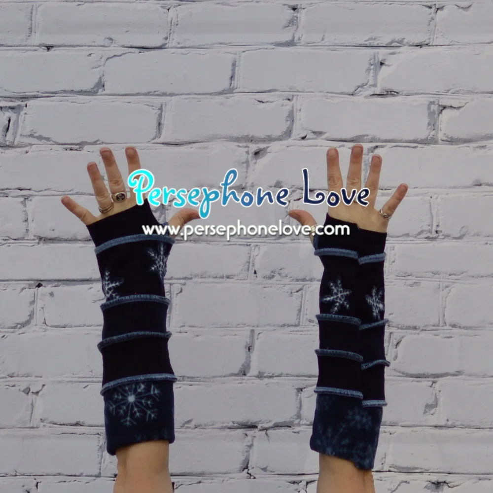 Katwise inspired needle-felted blue upcycled sweater arm warmers-1325