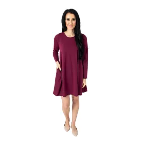 Long Sleeve Pocket Swing Dress