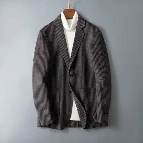Men's Double-sided Wool Jacket Striped Suit Jacket
