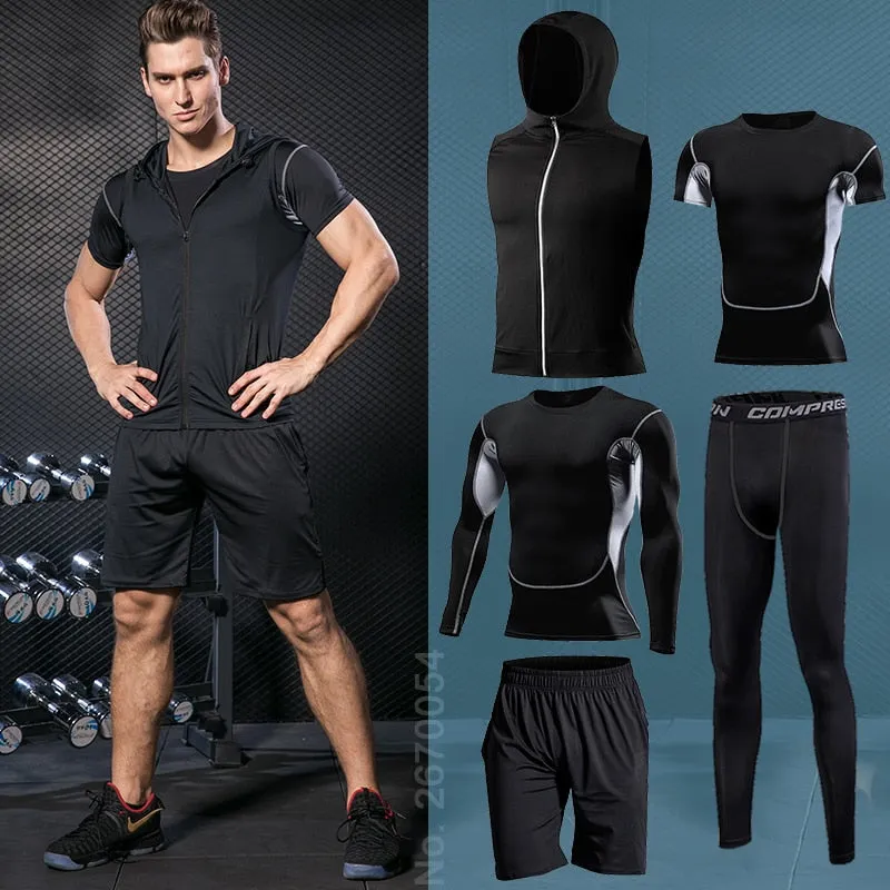 Men's Gym Training Fitness Sportswear Athletic Physical Workout Sweatpants Suit Running Jogging Sport Clothing Tracksuit Dry Fit