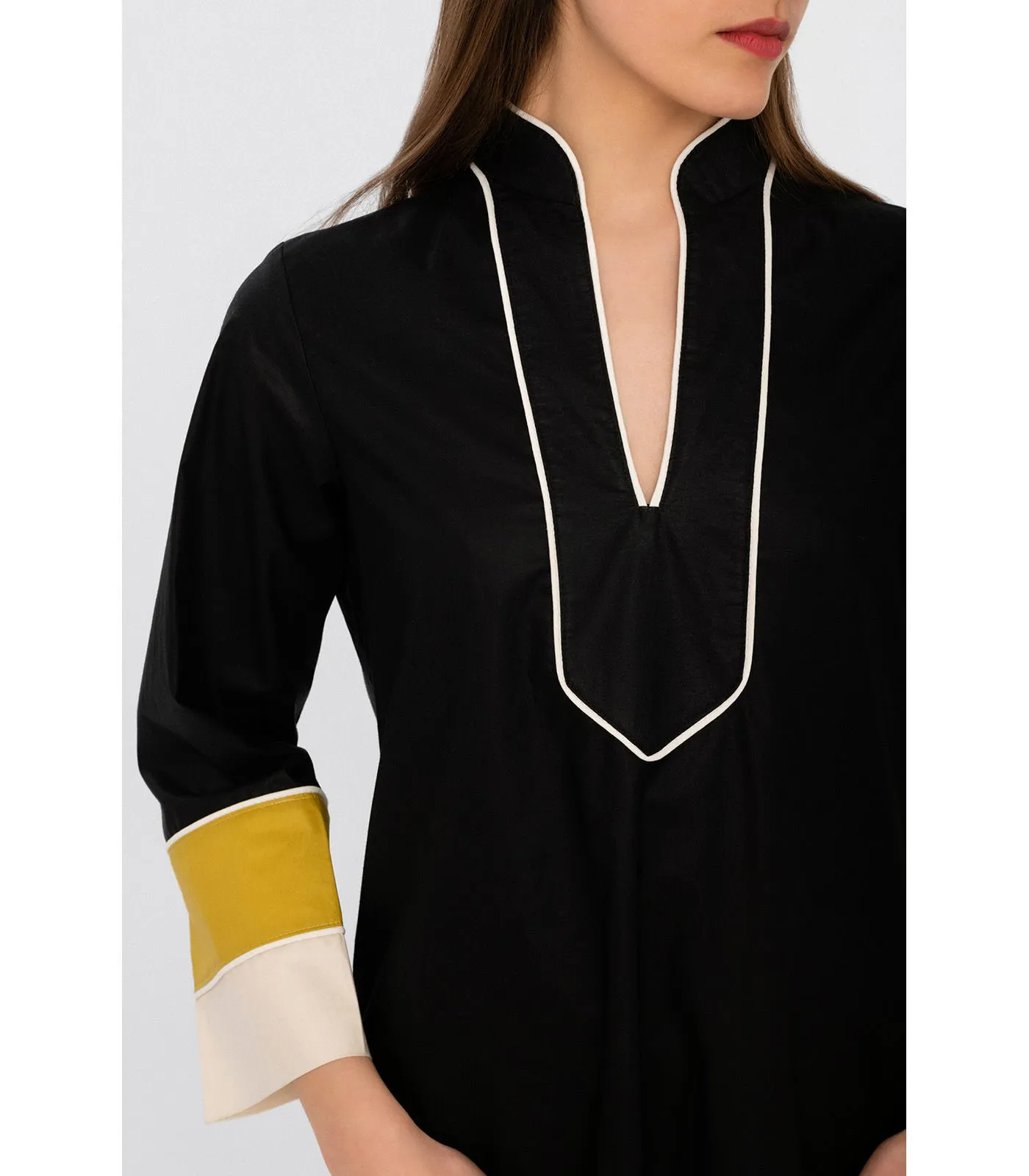Midi Tunic Shirt Dress Black