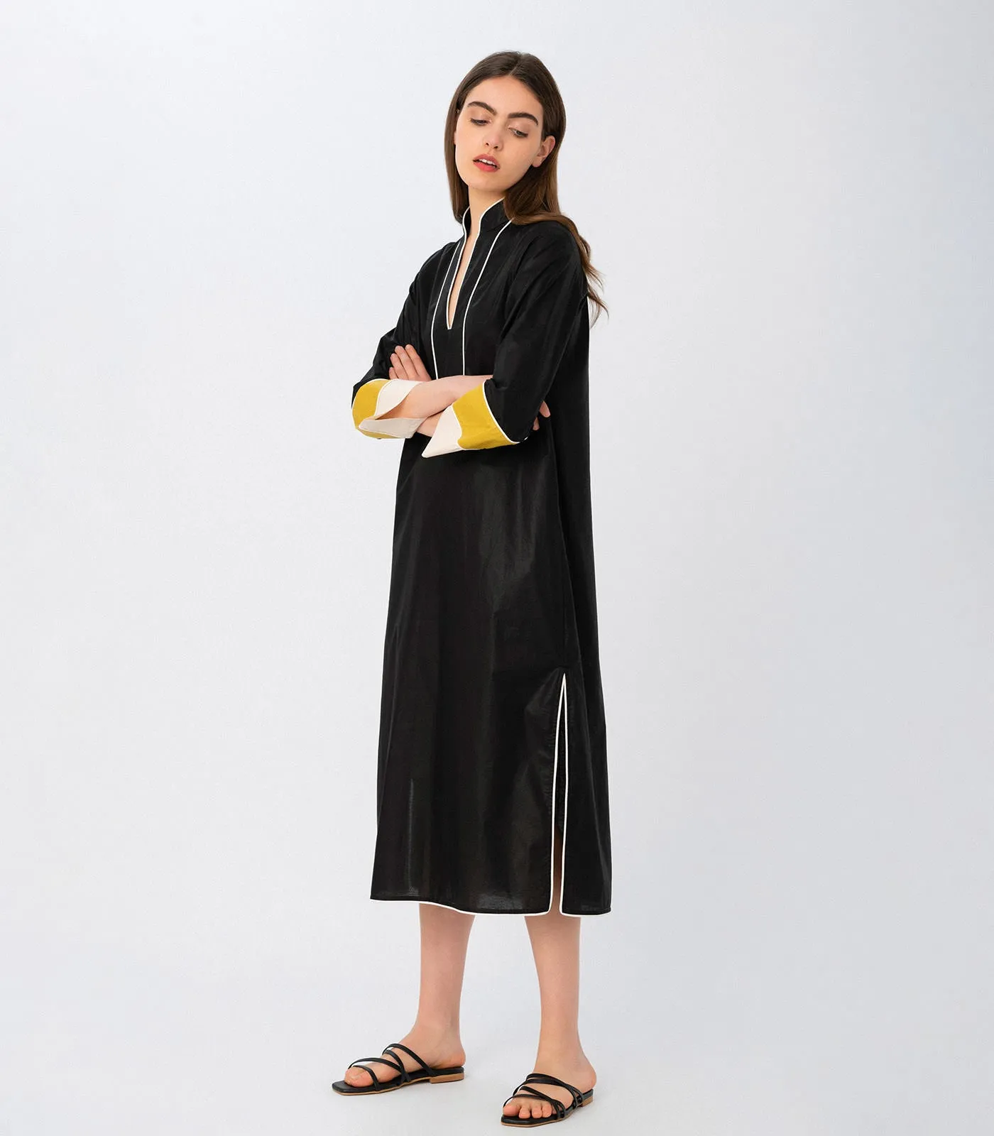 Midi Tunic Shirt Dress Black
