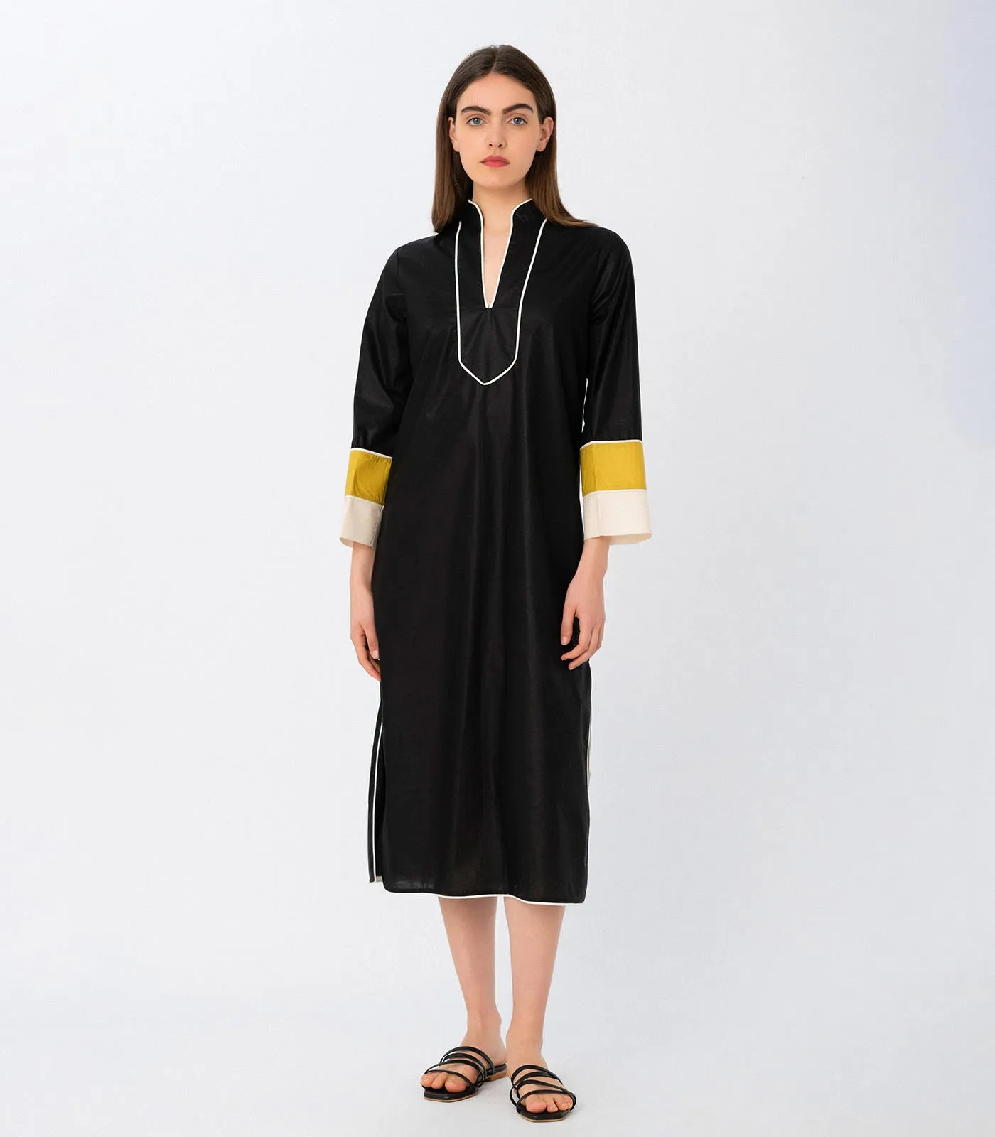Midi Tunic Shirt Dress Black