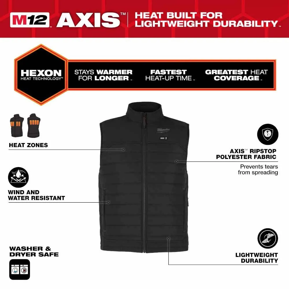 Milwaukee M300B-20 M12 Heated Black Axis Vest Only