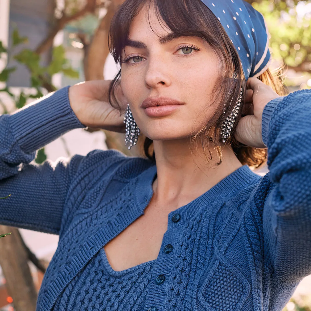 Navy Cable-Knit Tank