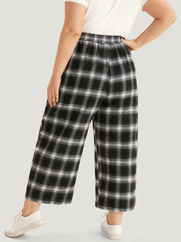 Plaid Elastic Waist Pocket High Rise Sweatpants