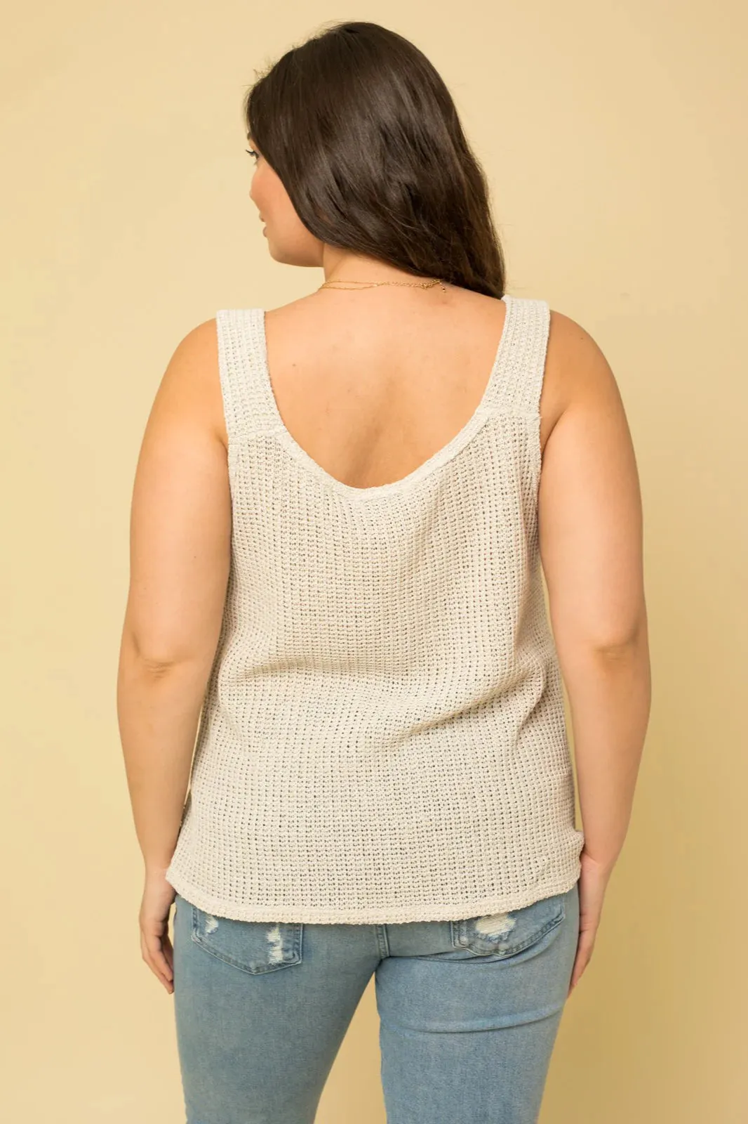 Plus Size Sleeveless Round Neck Knit Top