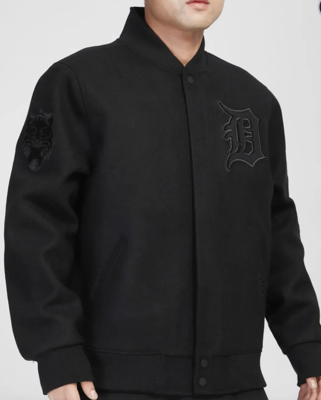 Pro Standard Detroit Tigers All Wool Varsity Jacket - Black on Black