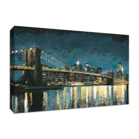 "Bright City Lights Blue I" by James Wiens, Fine Art Giclee Print on Gallery Wrap Canvas