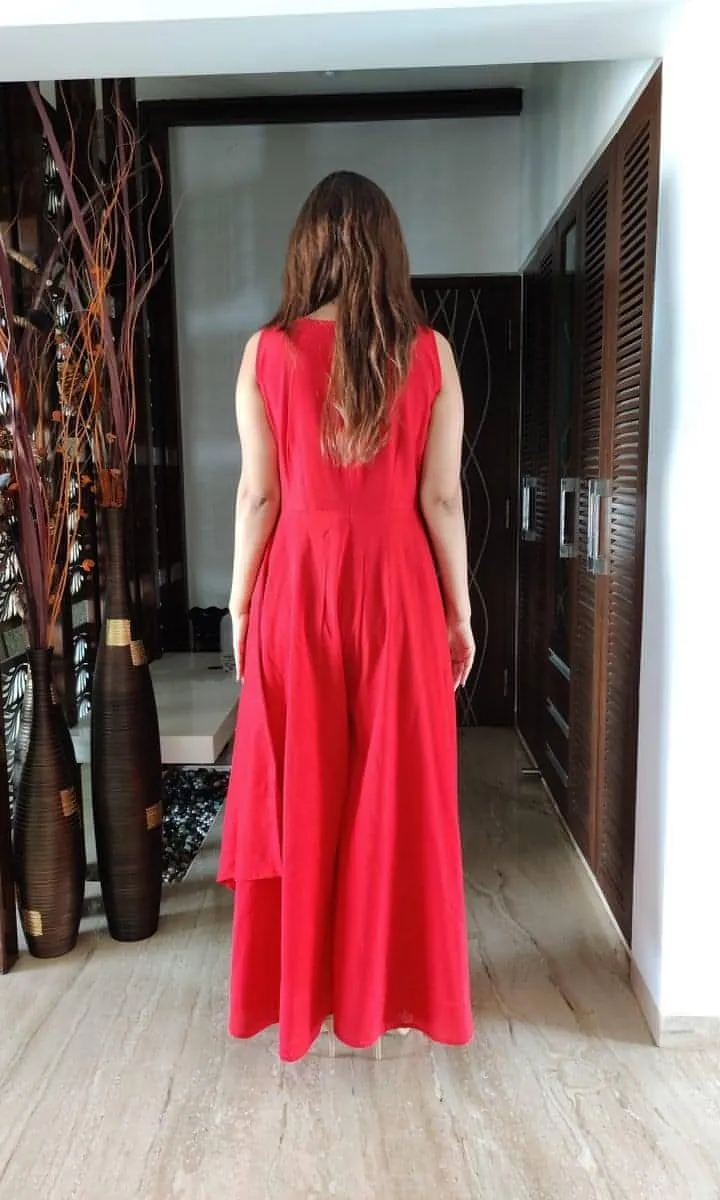 Red Jumpsuit with Flare
