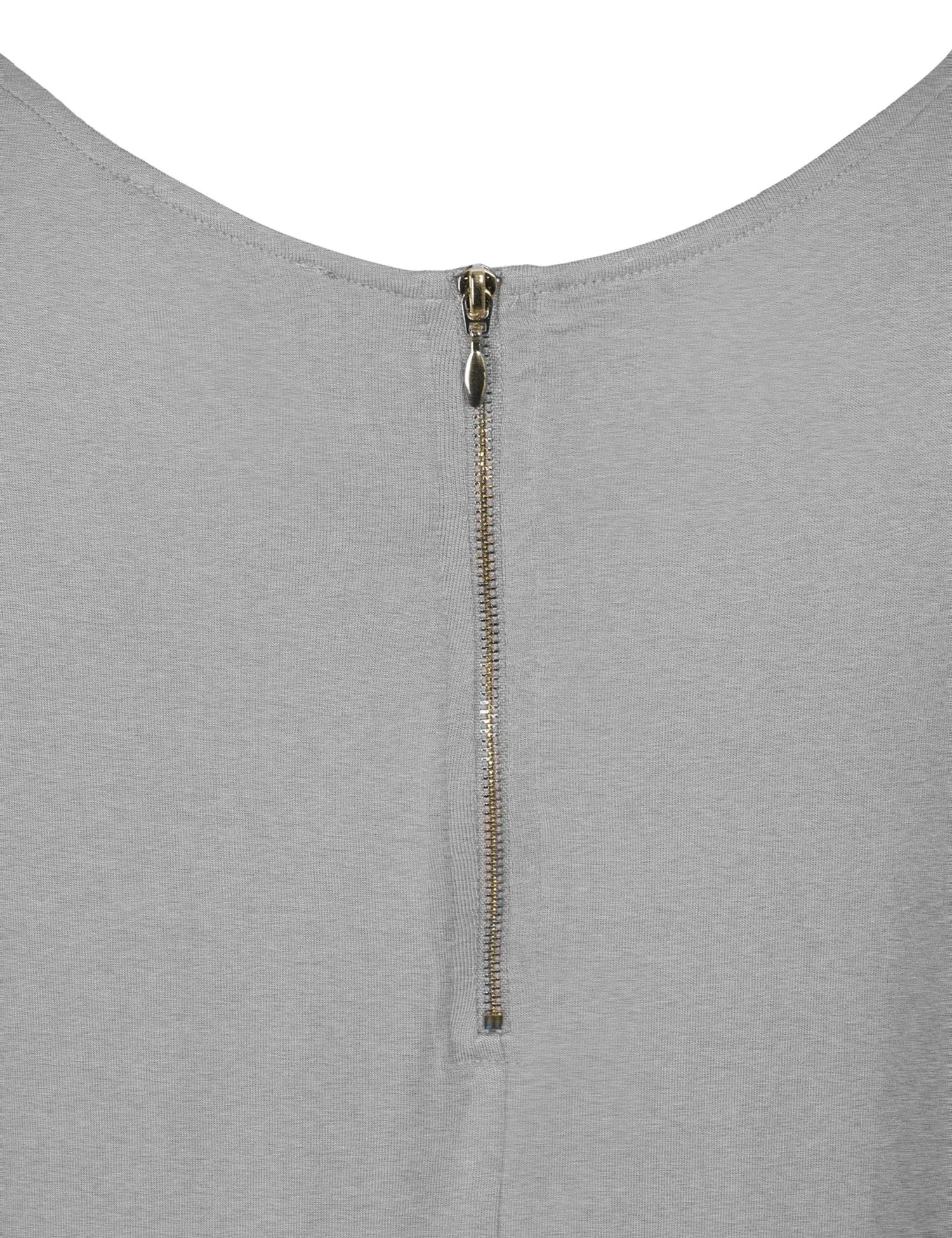 Round Neck Dolman Sleeve Casual Tunic Top with Zipper Details