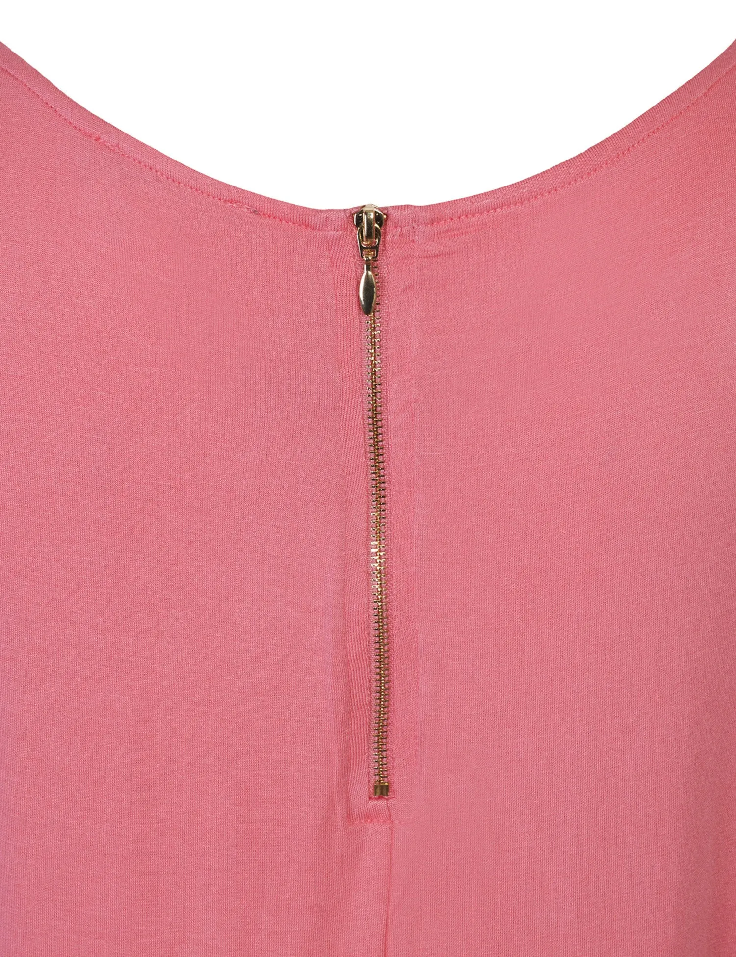 Round Neck Dolman Sleeve Casual Tunic Top with Zipper Details