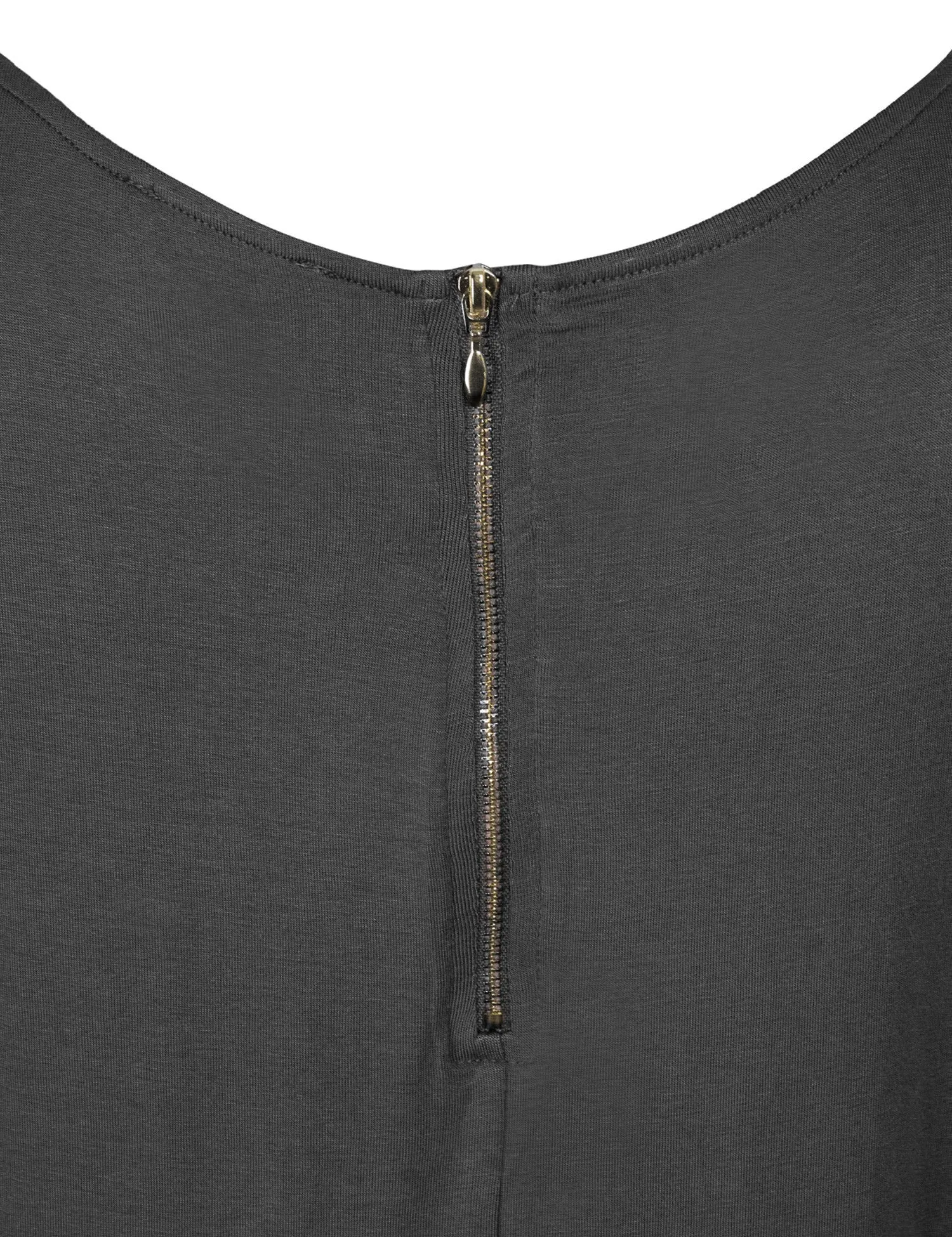 Round Neck Dolman Sleeve Casual Tunic Top with Zipper Details