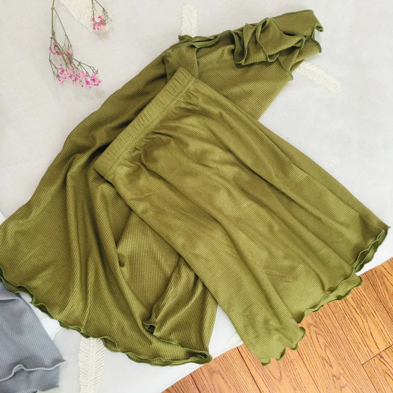 Sets Summer Ruffle Tank Top Short Pants Women Modal Cotton Loungewear Sleepwear
