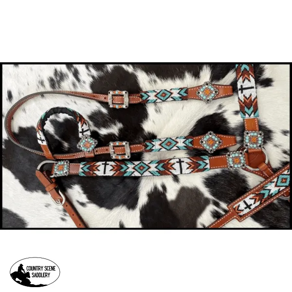 Showman ® Beaded Cross & Southwest Design 4 Piece Set.
