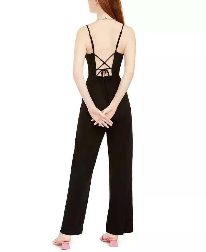 Teeze Me Women's Juniors' Lace-Back Jumpsuit Black Size 3