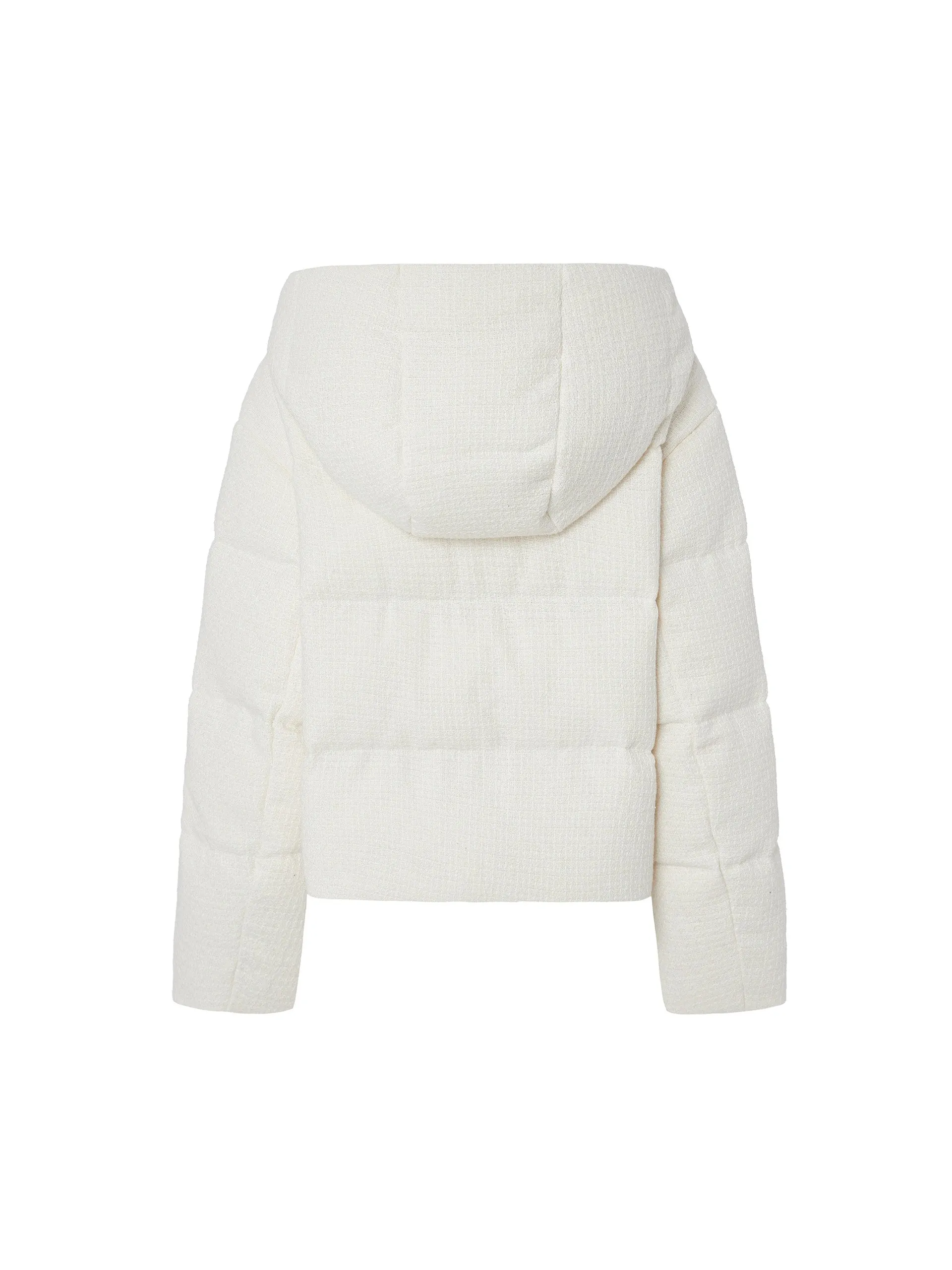 Textured Cropped Hooded Down Jacket