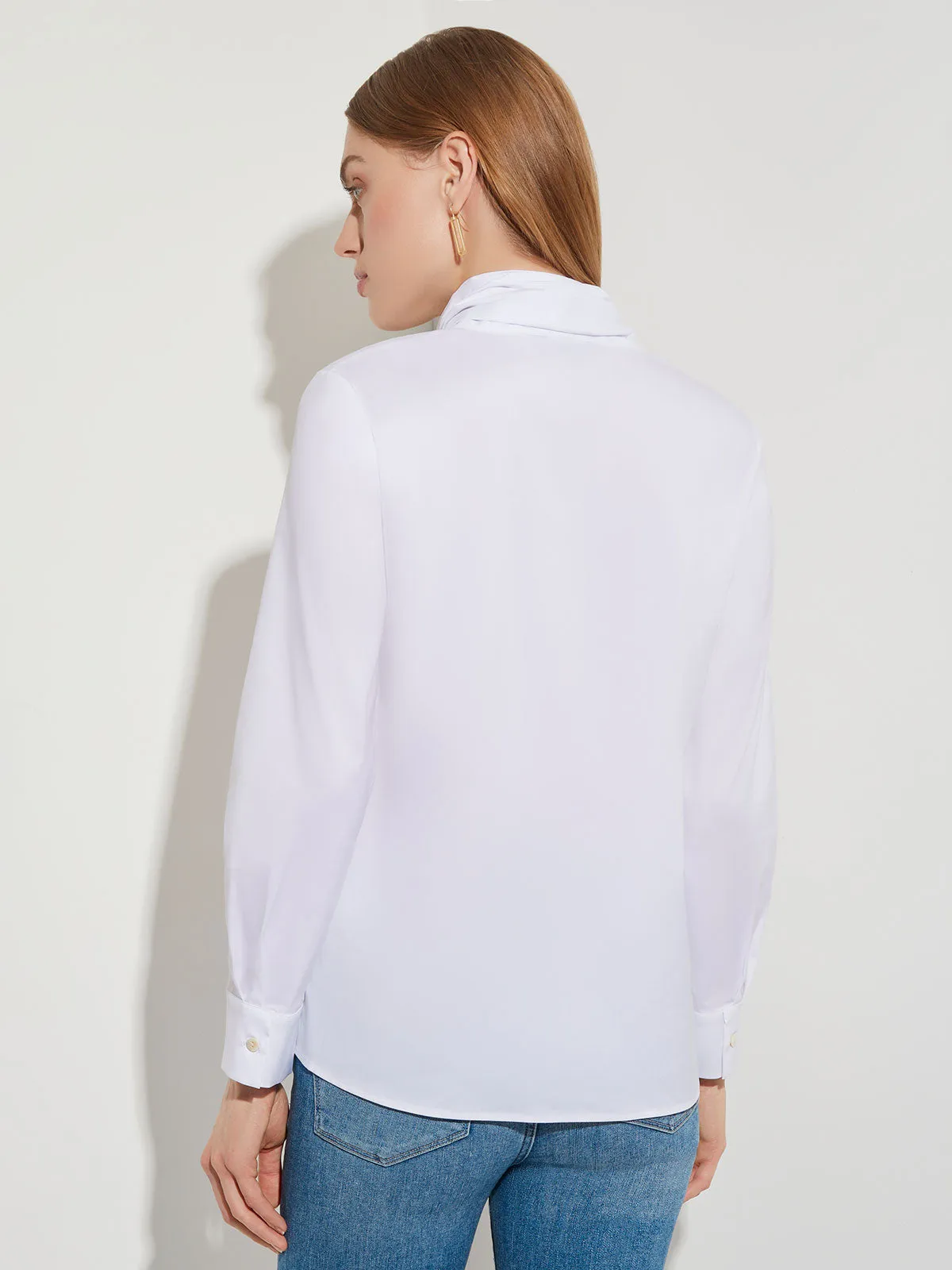 Tie-Neck Cotton Poplin Blouse