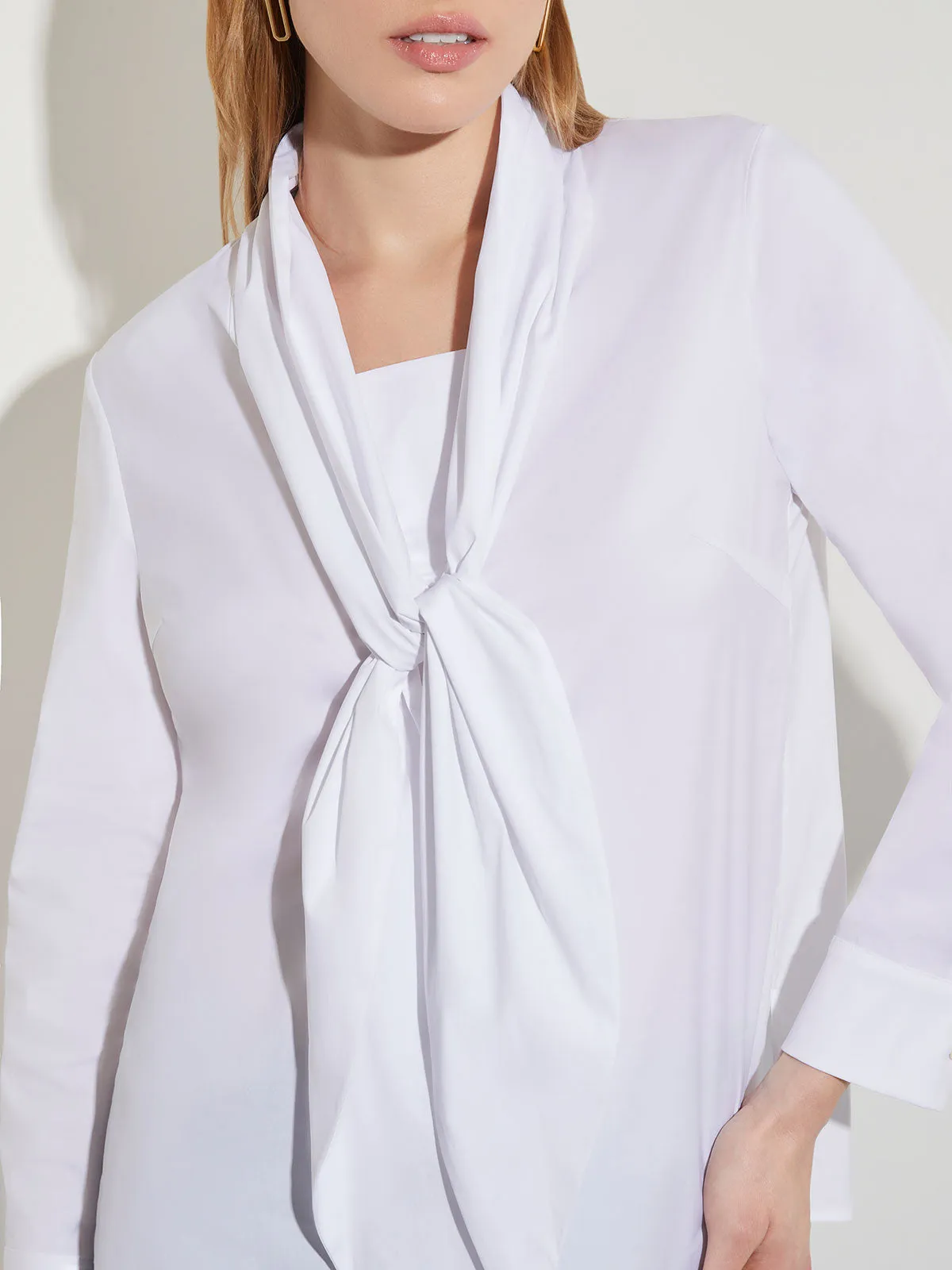 Tie-Neck Cotton Poplin Blouse
