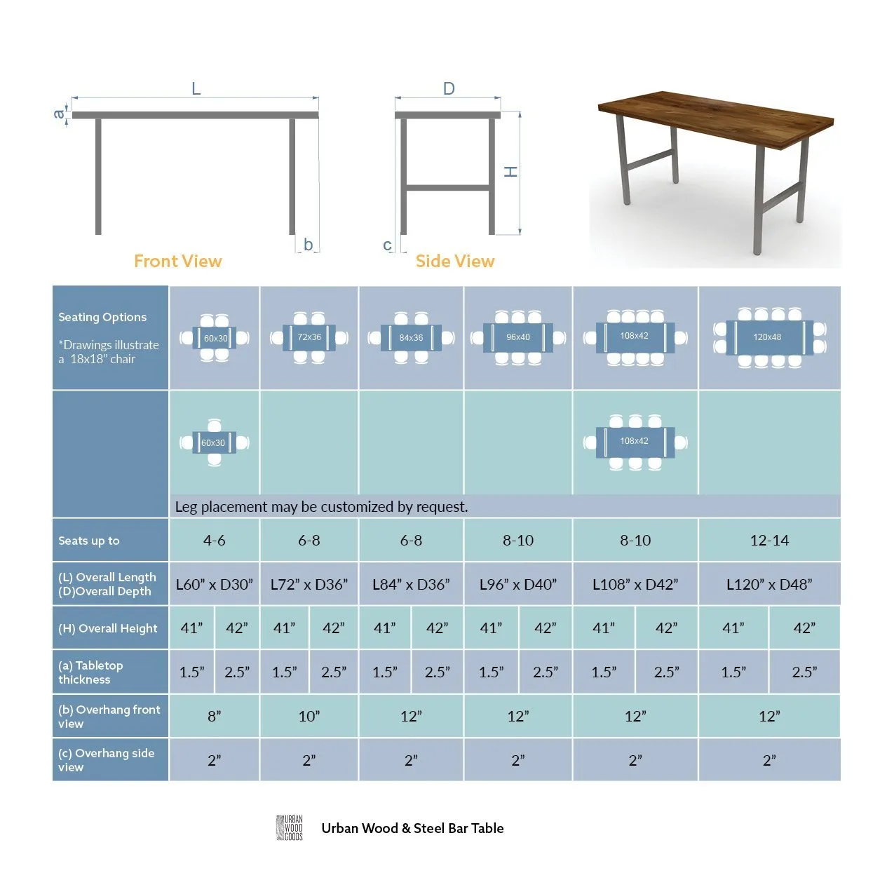 Urban Wood and Steel High Top Table