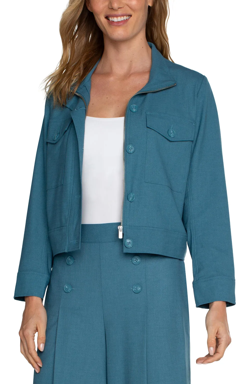 Utility Crop Jacket - Ocean Blue