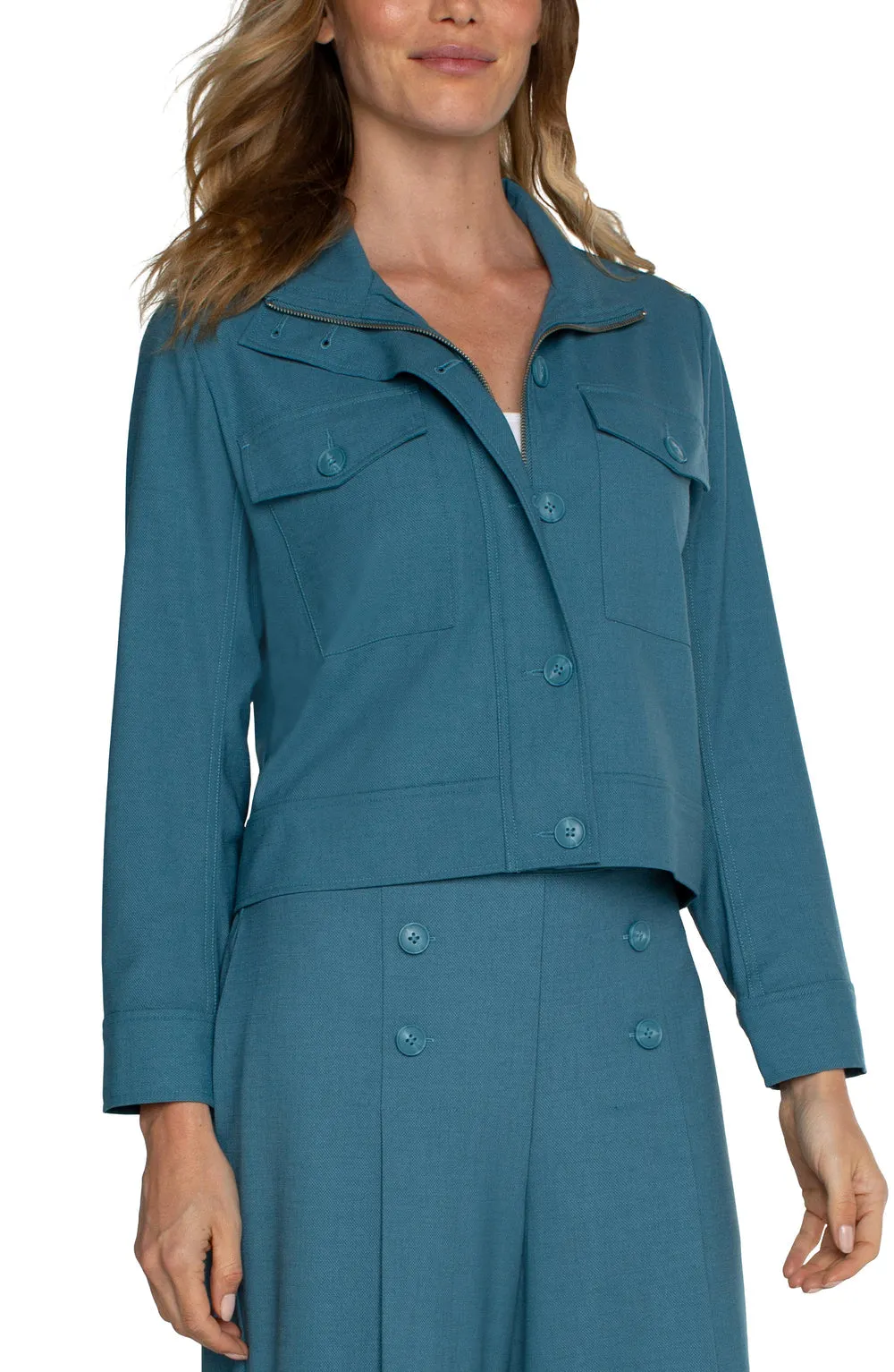 Utility Crop Jacket - Ocean Blue