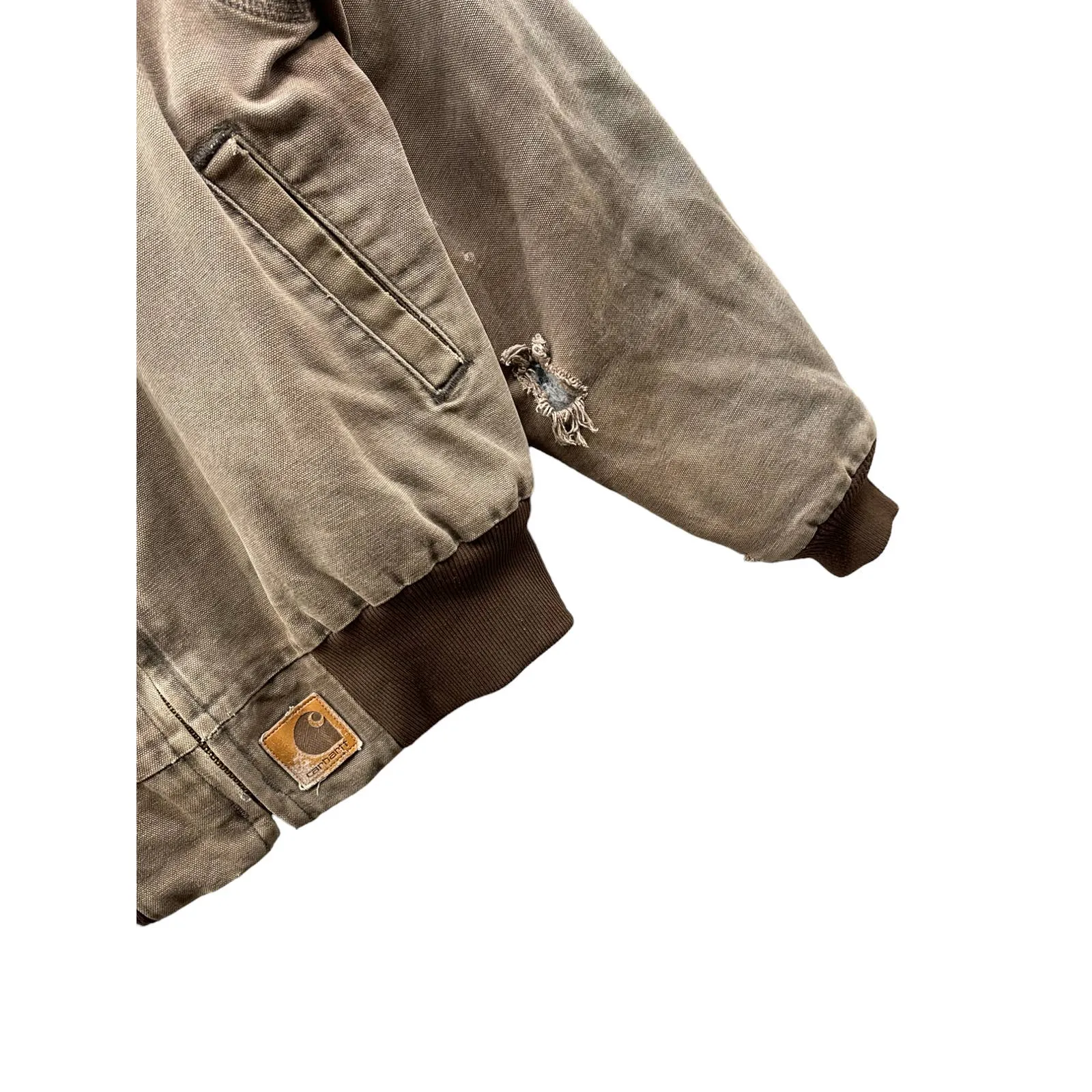 Vintage 1990's Carhartt Distressed Quilt Lined Workwear Zip Jacket