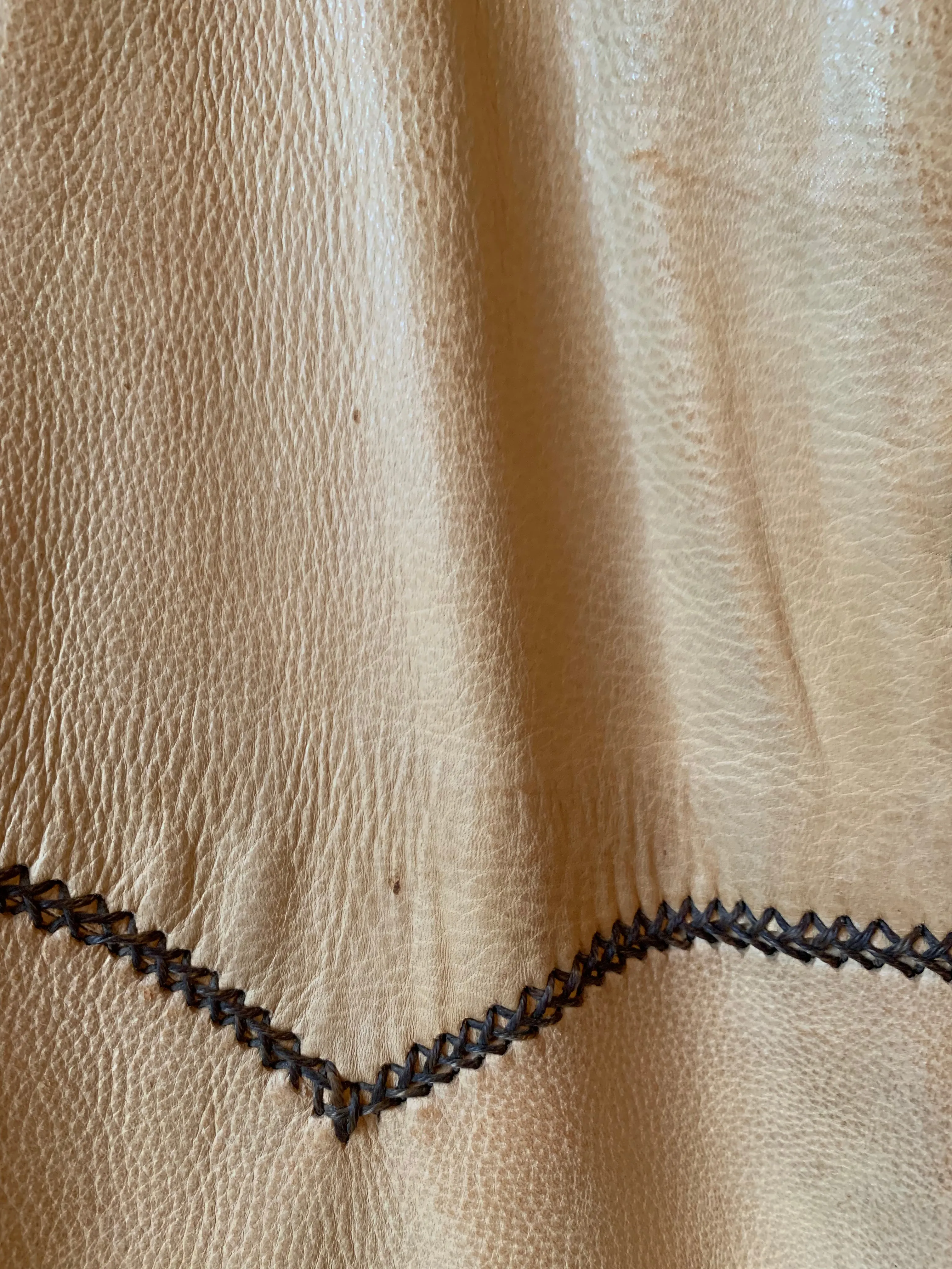 Vintage Lined Leather Vest w/ Sterling Button (S/M)