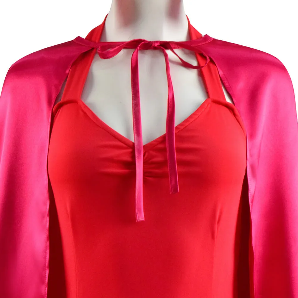 WandaVision Scarlet Witch Halloween Costume Wanda Maximoff Cosplay Red Jumpsuit Bodysuit