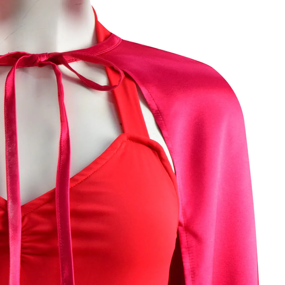 WandaVision Scarlet Witch Halloween Costume Wanda Maximoff Cosplay Red Jumpsuit Bodysuit