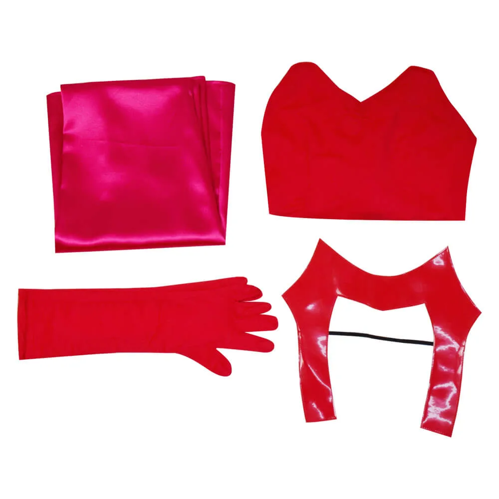 WandaVision Scarlet Witch Halloween Costume Wanda Maximoff Cosplay Red Jumpsuit Bodysuit