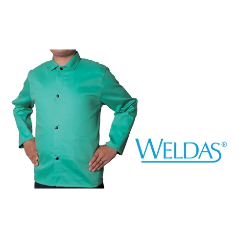Weldas 33-6630S 9oz Green Welding Jacket 30" Cotton FR Small