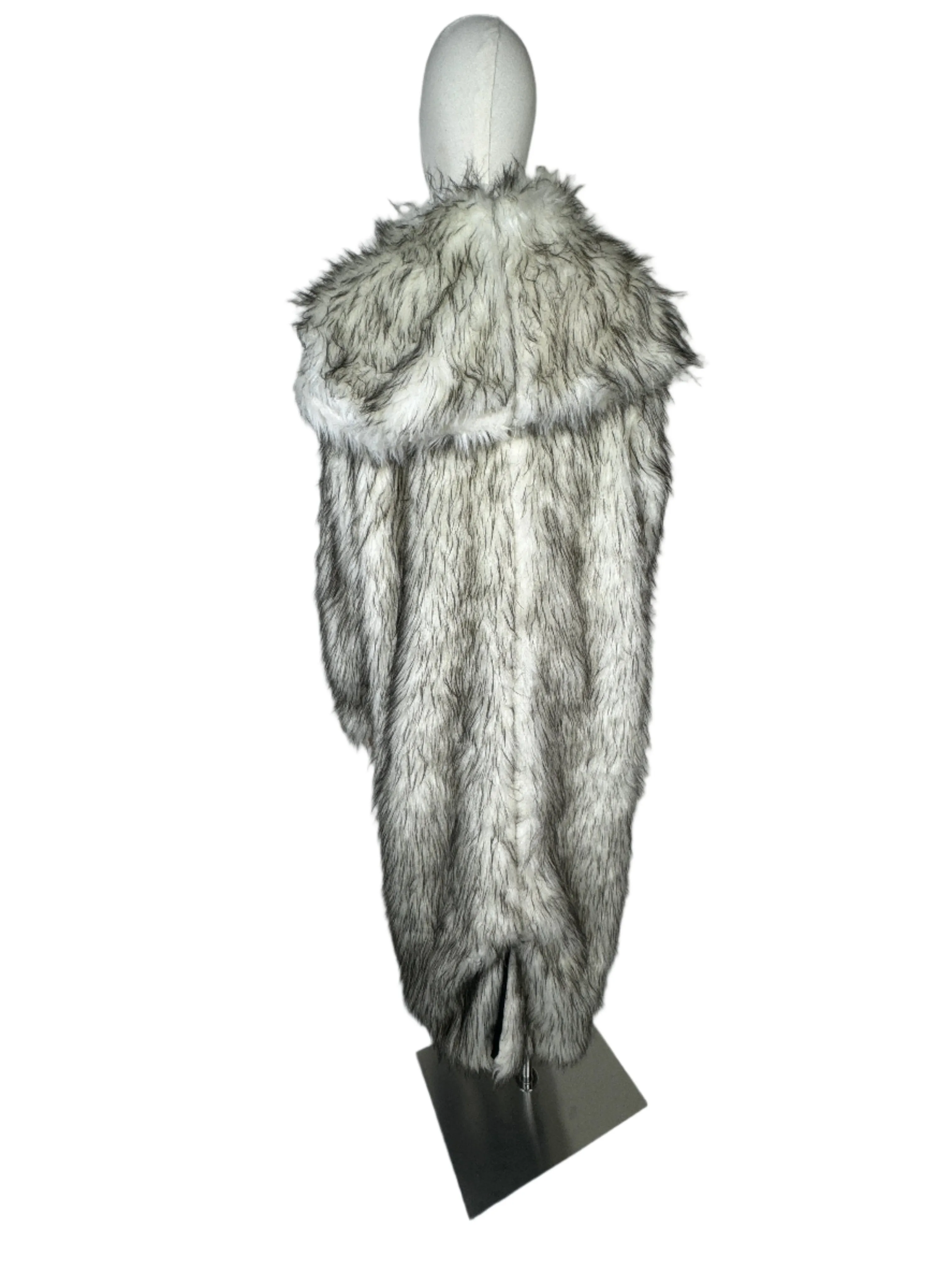 White & Black Faux Fur Coat 1980s