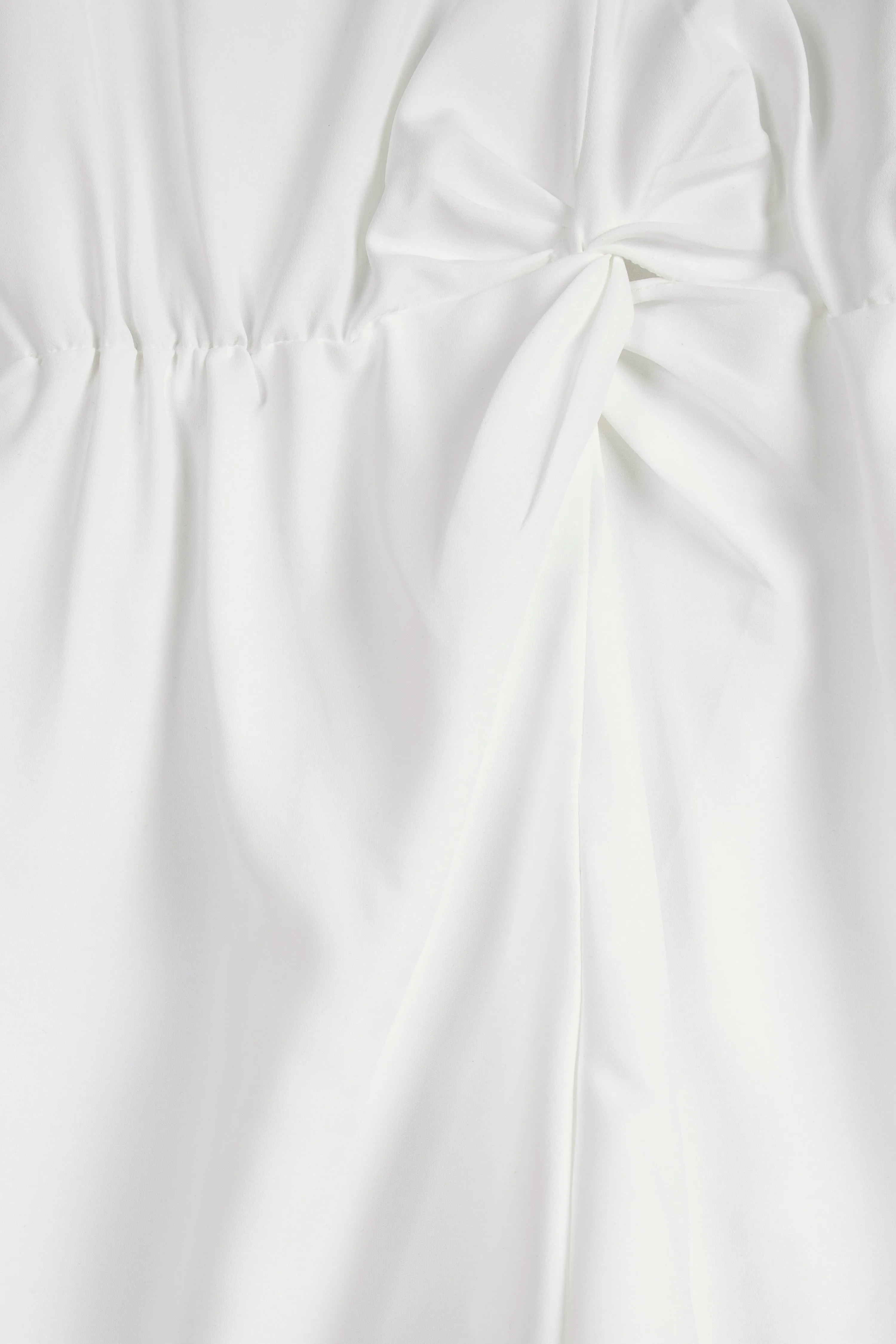 White Front Knot Jumpsuit For Girls